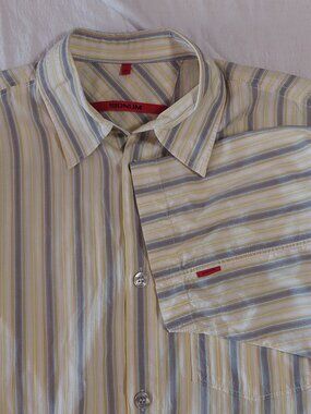 Signum Germany Men's Size M Short Sleeve Shirt Multicolored Vertical Striped